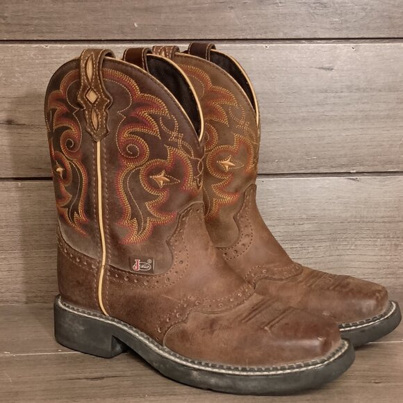 Justin Gypsy Western Cowgirl Boots L9960 Size 5B Brown Leather - Picture 1 of 15